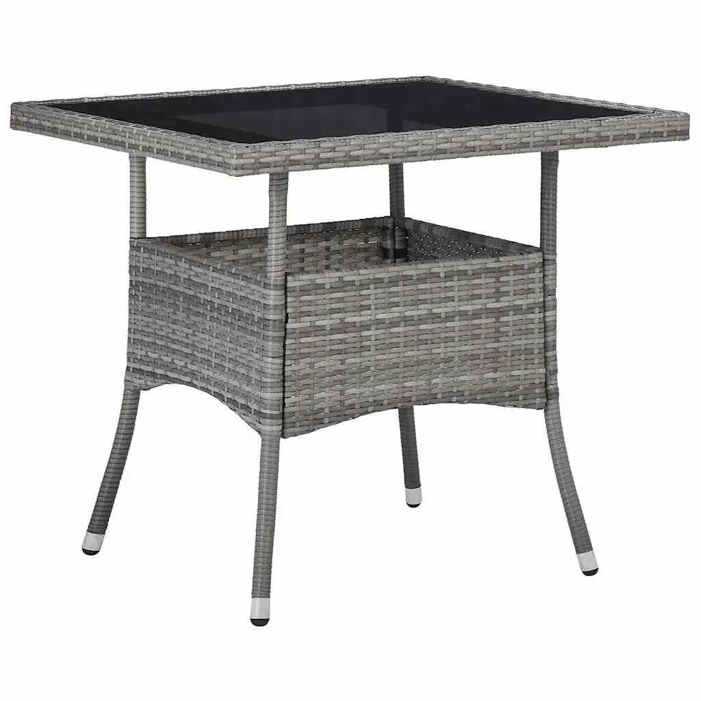 5 Piece Garden Dining Set Poly Rattan Tempered Glass Table Chairs Grey Outdoor