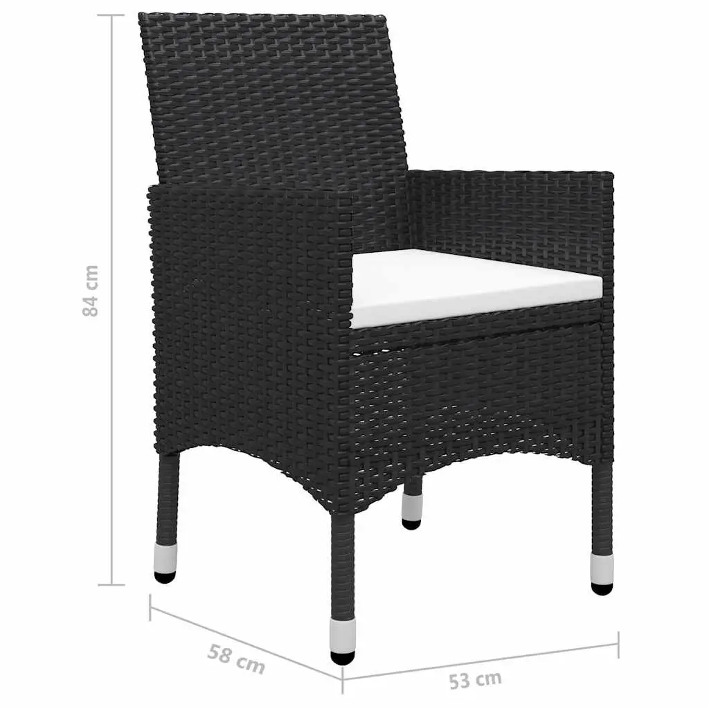 Outdoor Dining Set Glass Top Black Rattan 9 Piece