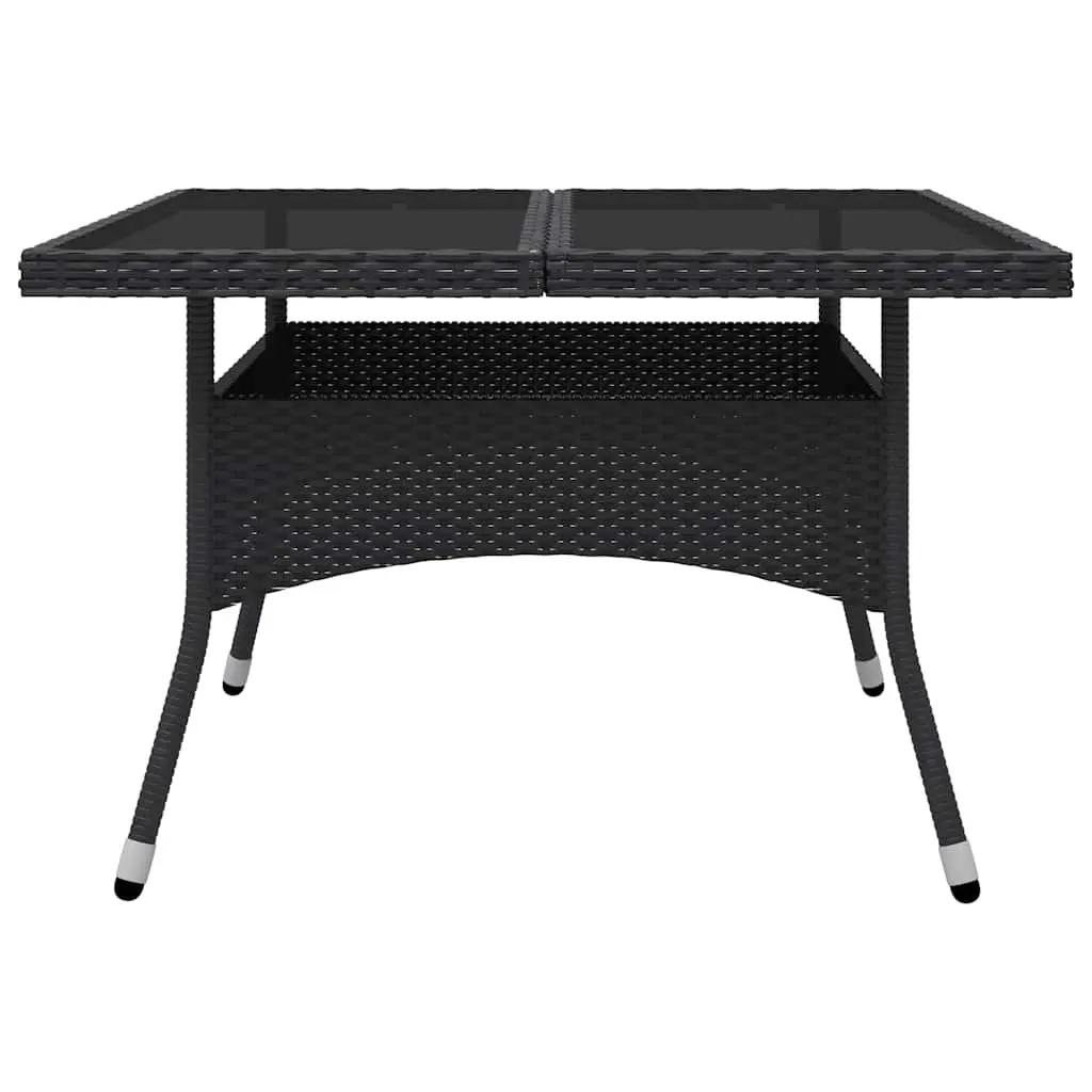 Outdoor Dining Set Glass Top Black Rattan 9 Piece