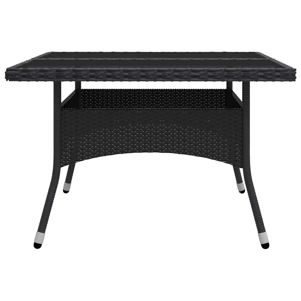 Outdoor Dining Set Glass Top Black Rattan 9 Piece