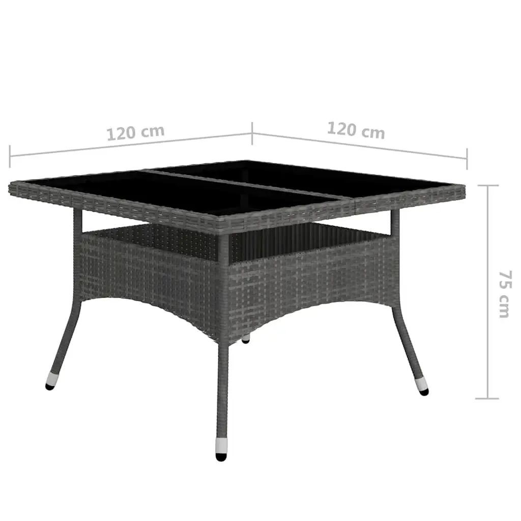 Garden Furniture Set 9 Piece Outdoor Dining Rattan Glass Table Chairs Grey
