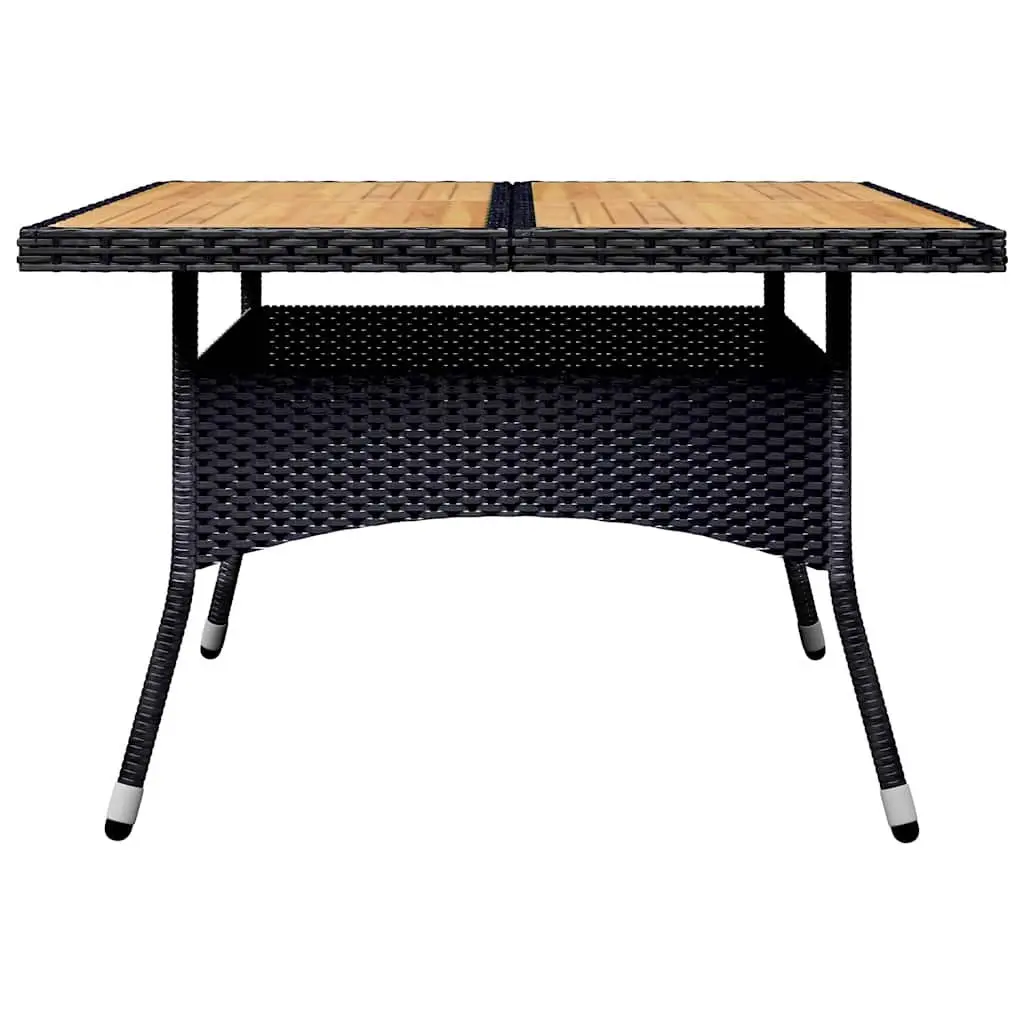 9 Piece Outdoor Dining Set Weather Resistant PE Rattan Acacia Wood Black