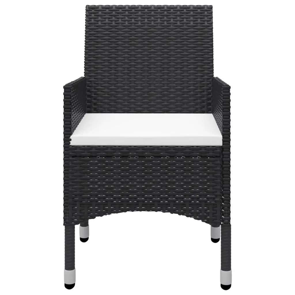 9 Piece Outdoor Dining Set Weather Resistant PE Rattan Acacia Wood Black