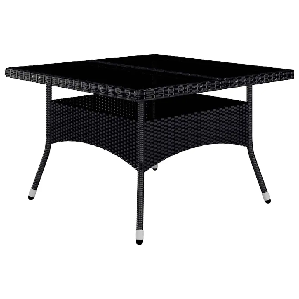 9 Piece Outdoor Dining Set Weather-Resistant Hand-Woven PE Rattan Acacia Wood Black