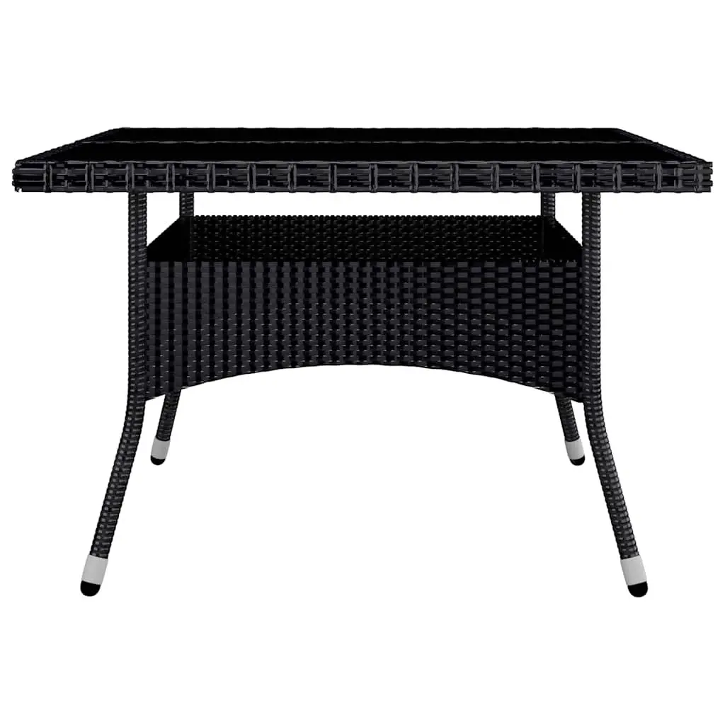 9 Piece Outdoor Dining Set Weather-Resistant Hand-Woven PE Rattan Acacia Wood Black