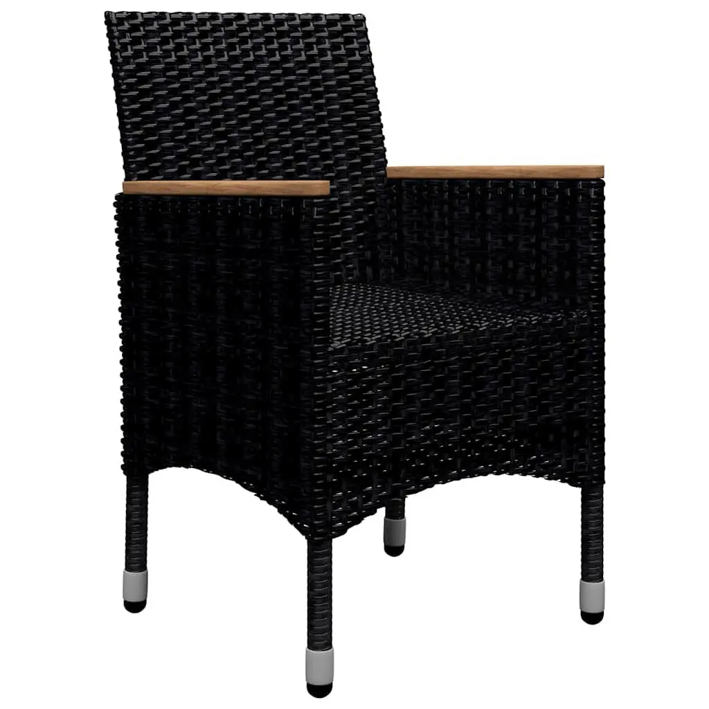 9 Piece Outdoor Dining Set Weather-Resistant Hand-Woven PE Rattan Acacia Wood Black