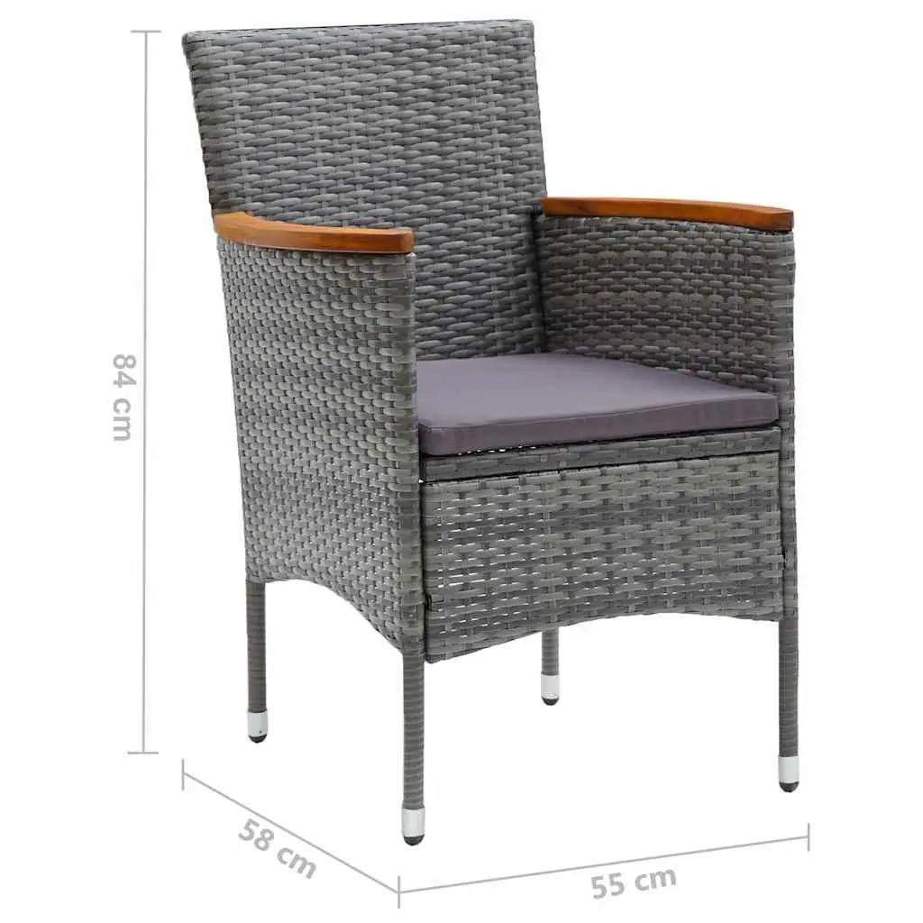 9 Piece Outdoor Dining Set Hand-Woven PE Rattan Acacia Wood Grey