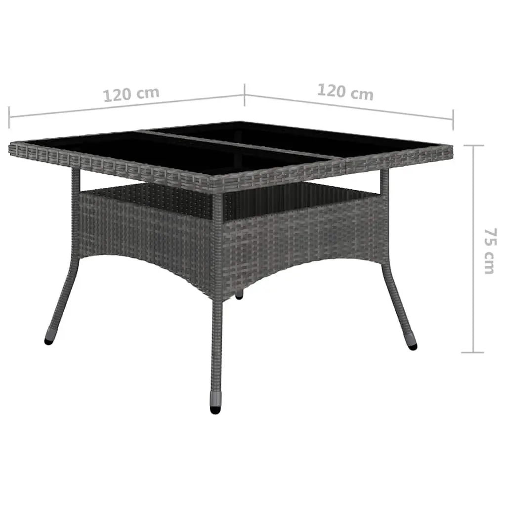 9 Piece Outdoor Dining Set Hand-Woven PE Rattan Acacia Wood Grey