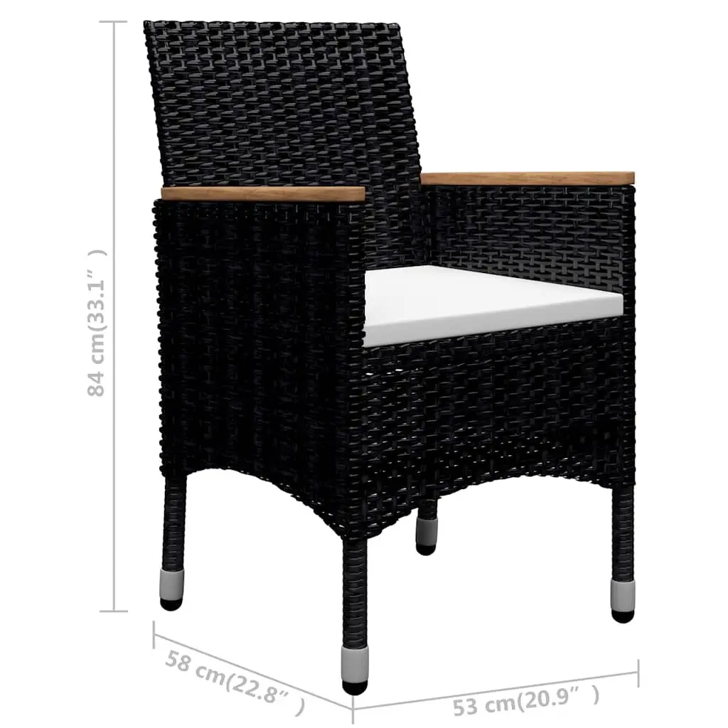 9 Piece Outdoor Dining Set PE Rattan Acacia Wood Black Garden Furniture