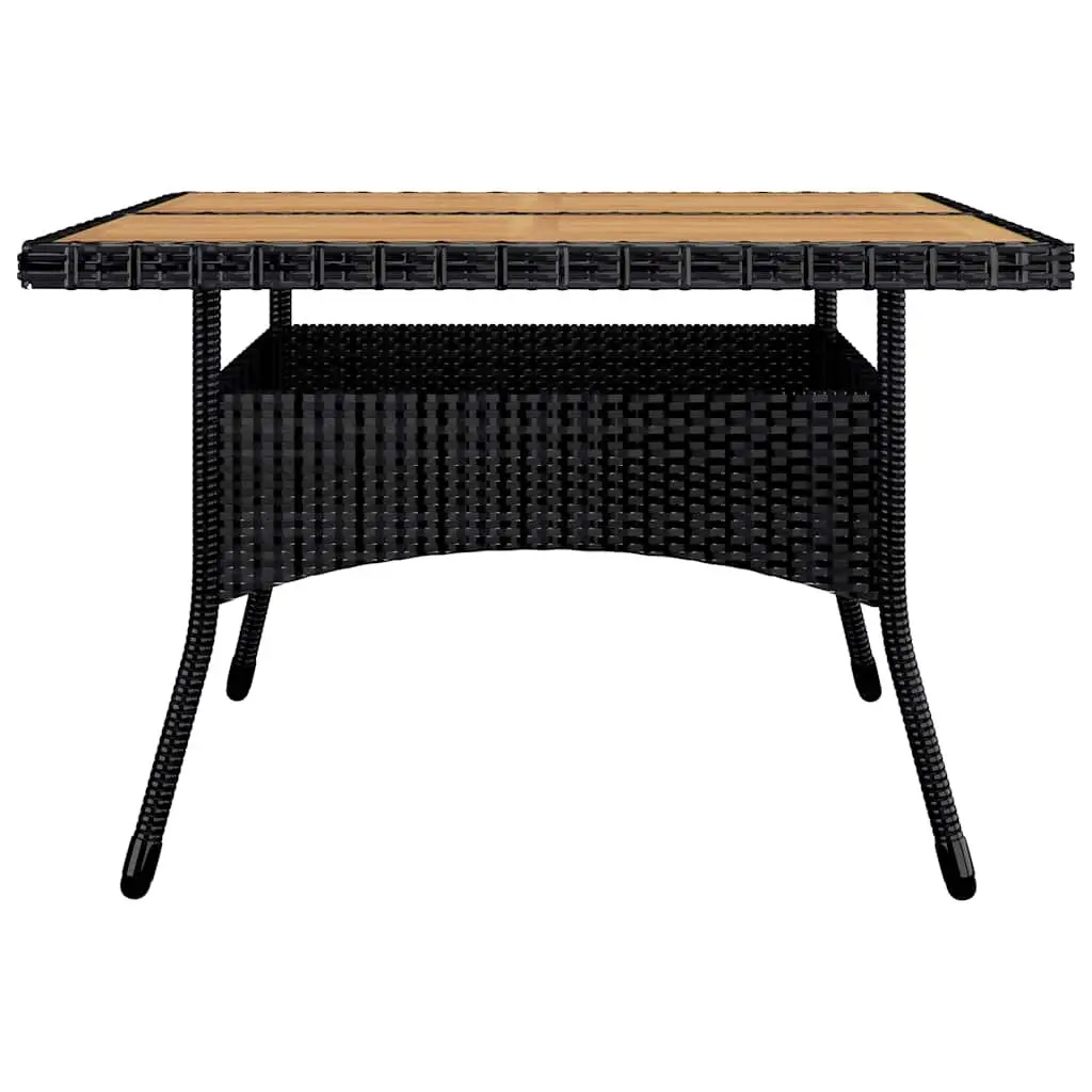 9 Piece Outdoor Dining Set PE Rattan Acacia Wood Black Garden Furniture