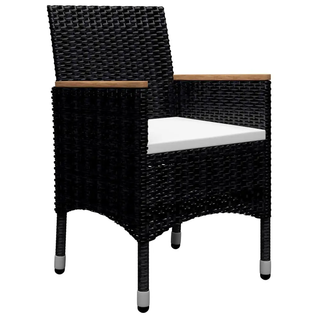 9 Piece Outdoor Dining Set PE Rattan Acacia Wood Black Garden Furniture