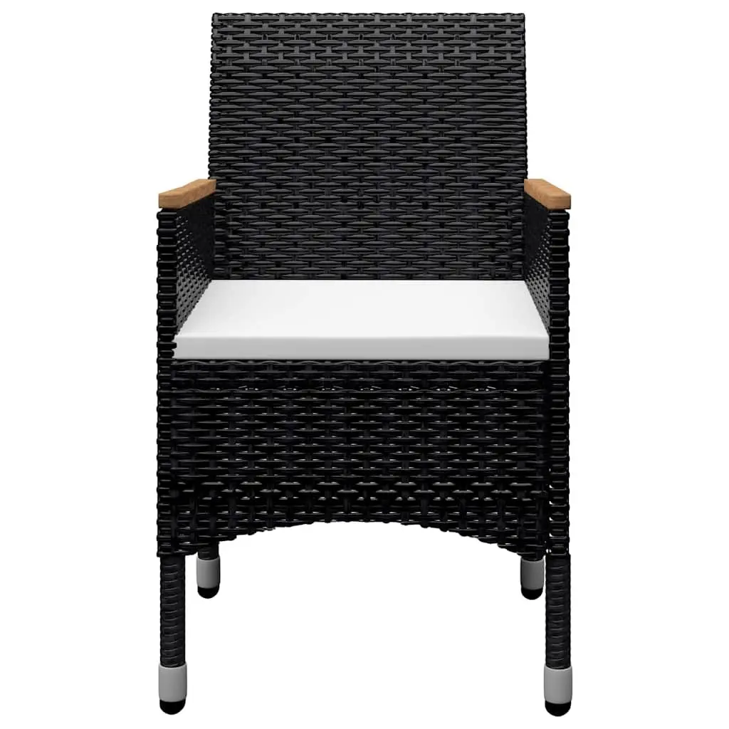 9 Piece Outdoor Dining Set PE Rattan Acacia Wood Black Garden Furniture