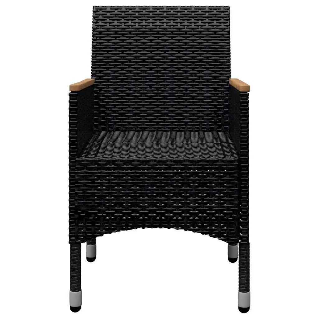 9 Piece Outdoor Dining Set PE Rattan Acacia Wood Black Garden Furniture