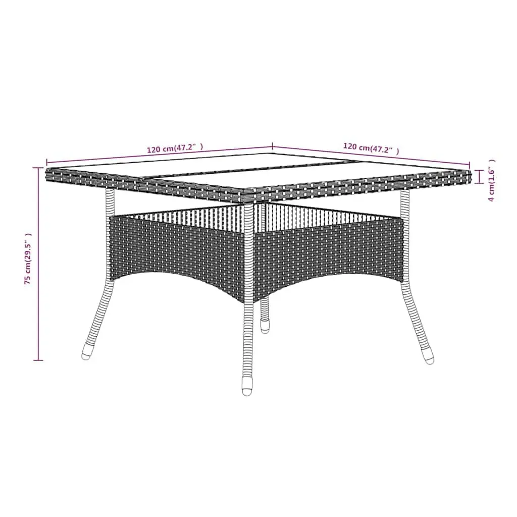 5 Piece Garden Dining Set Weather-Resistant PE Rattan Tempered Glass Table Chairs Grey