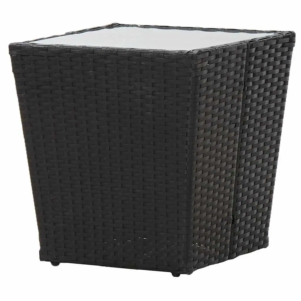 3 Piece Outdoor Bistro Set Black Poly Rattan Chairs Table