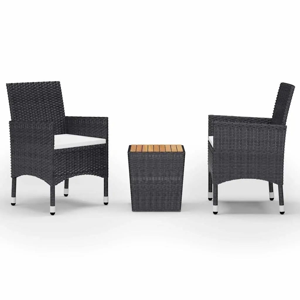 3 Piece Bistro Outdoor Furniture Set Poly Rattan Chairs Table Garden Patio