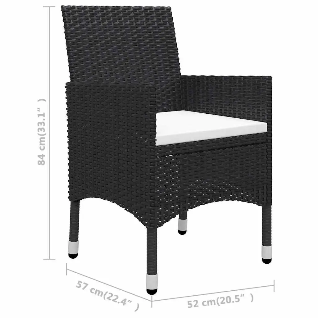3 Piece Bistro Outdoor Furniture Set Poly Rattan Chairs Table Garden Patio