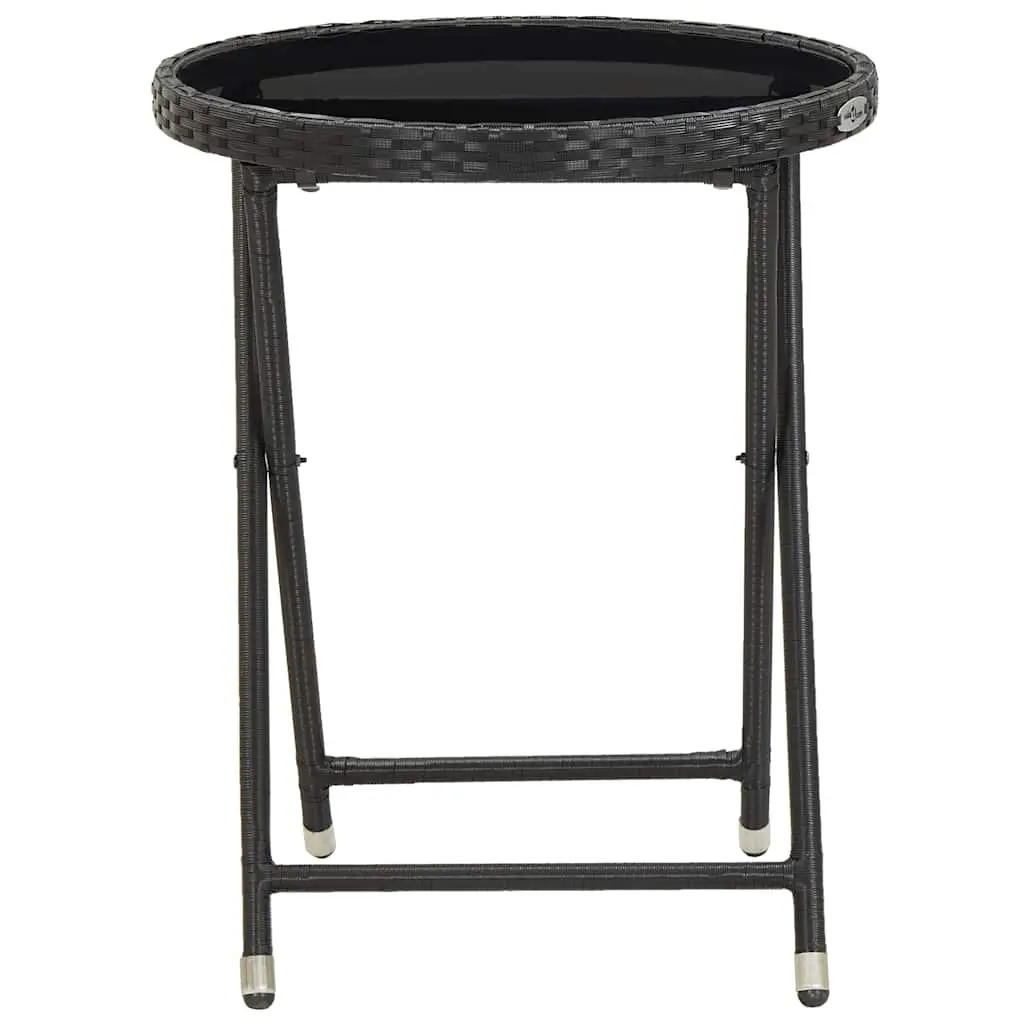 3 Piece Garden Bistro Set Outdoor Furniture Poly Rattan Chairs Table Black