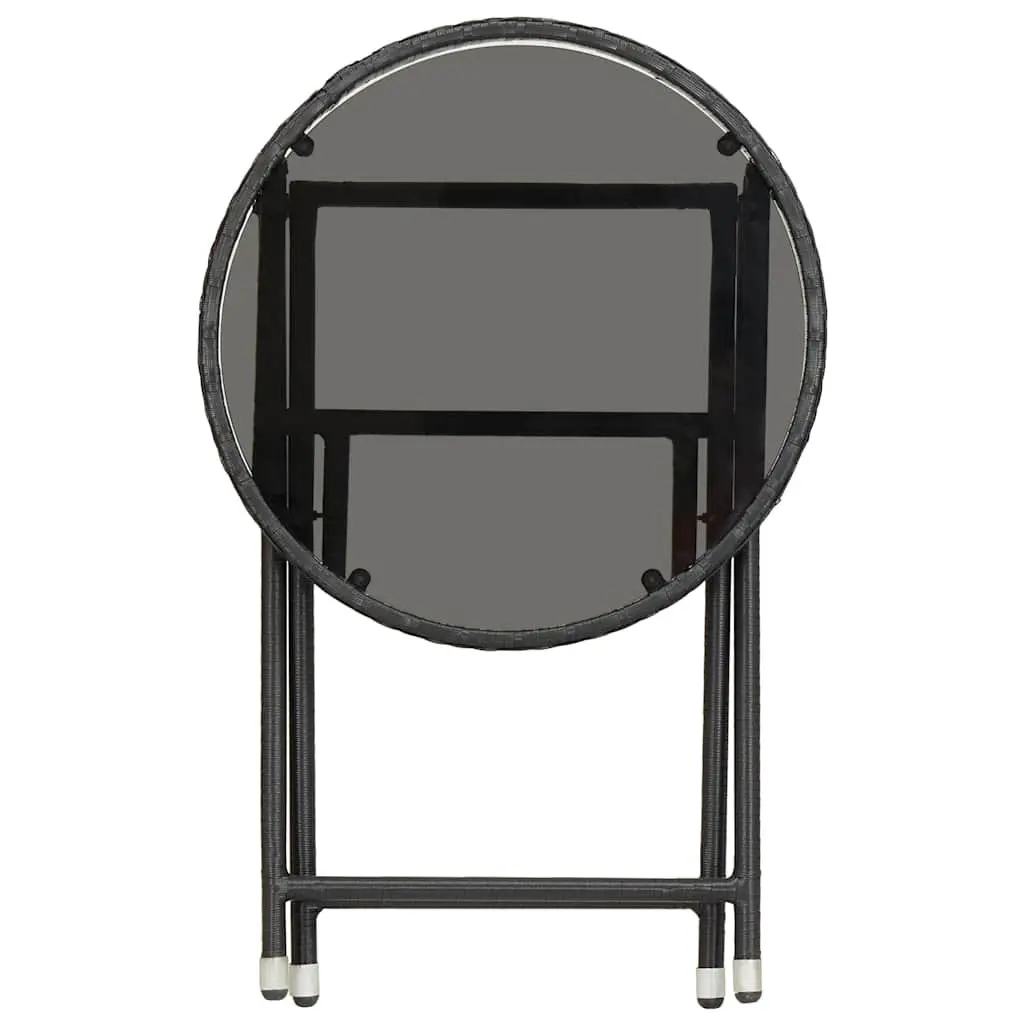 3 Piece Garden Bistro Set Outdoor Furniture Poly Rattan Chairs Table Black