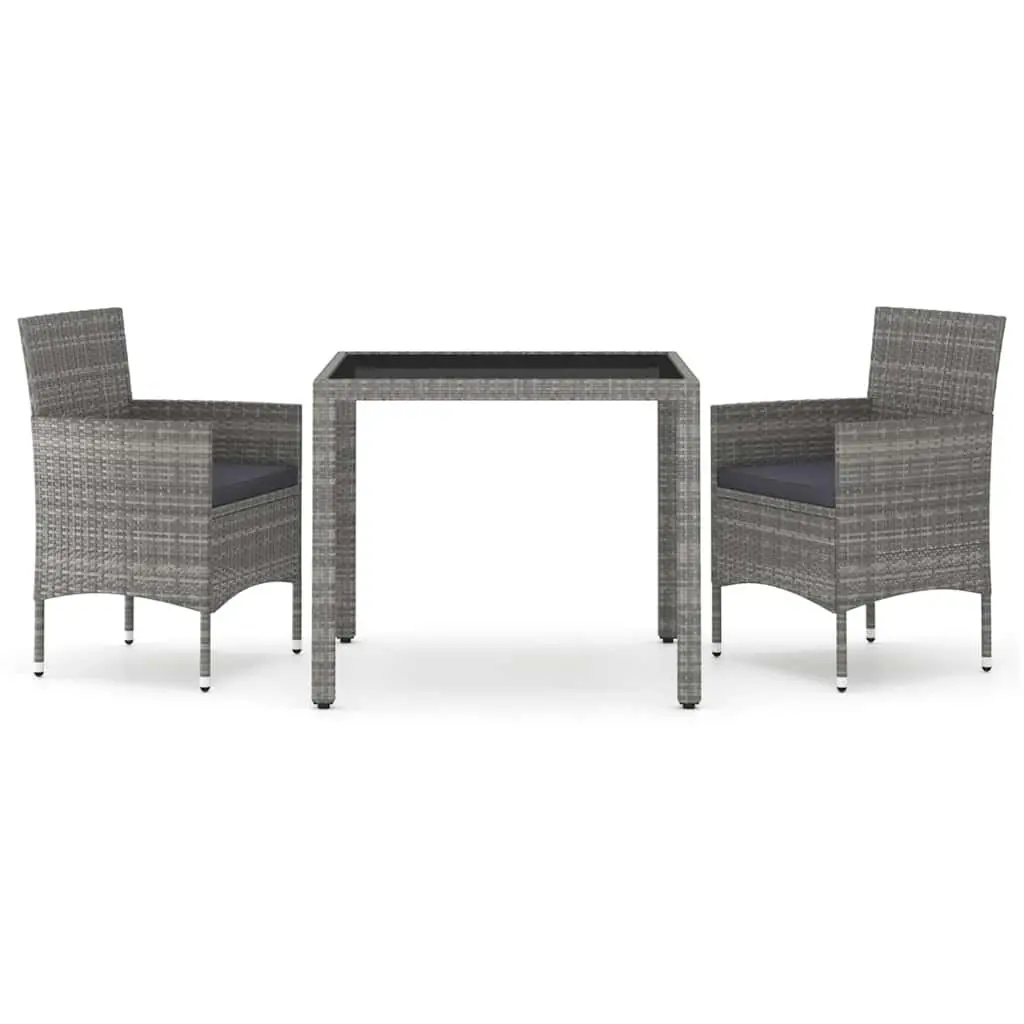 3 Piece Grey Outdoor Dining Set