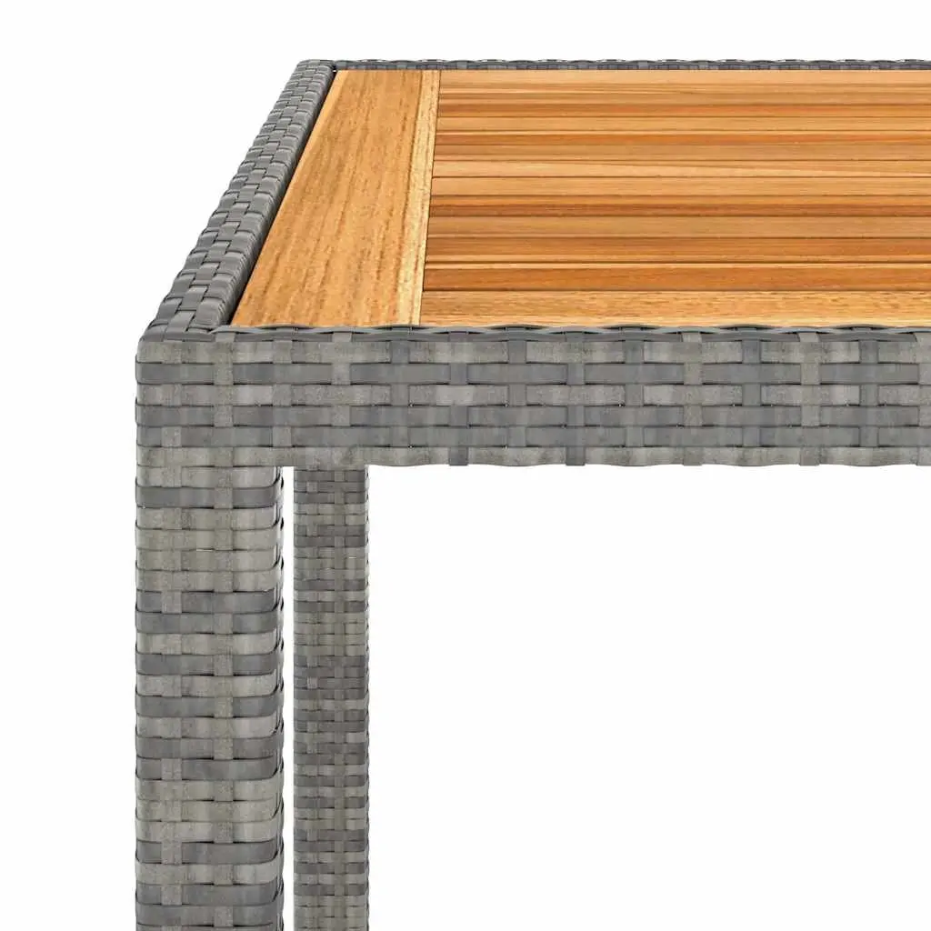 Garden Dining Set Grey Rattan Wood Table Chairs 3 Piece
