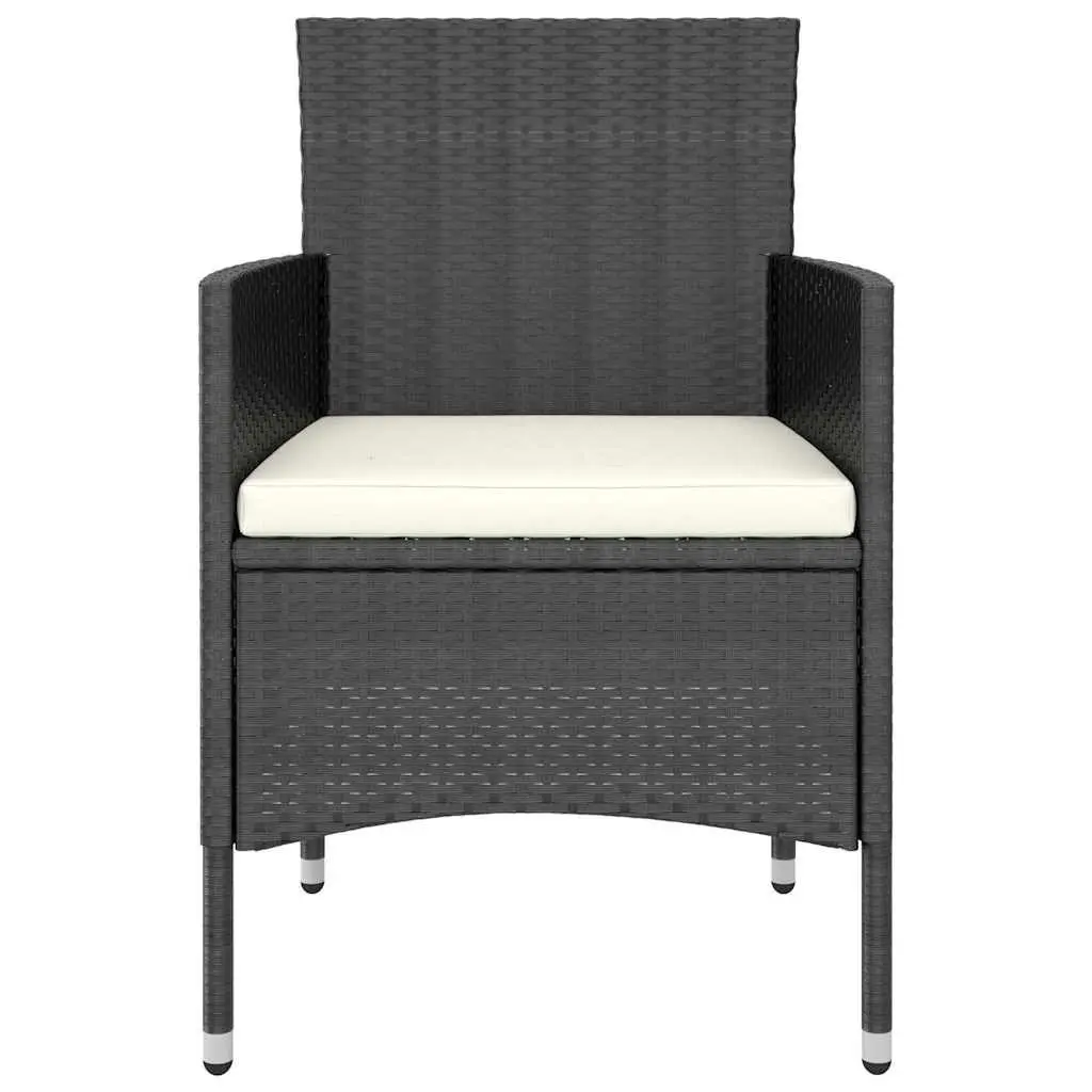 5 Piece Outdoor Dining Set Weather-Resistant PE Rattan Chairs Table Black