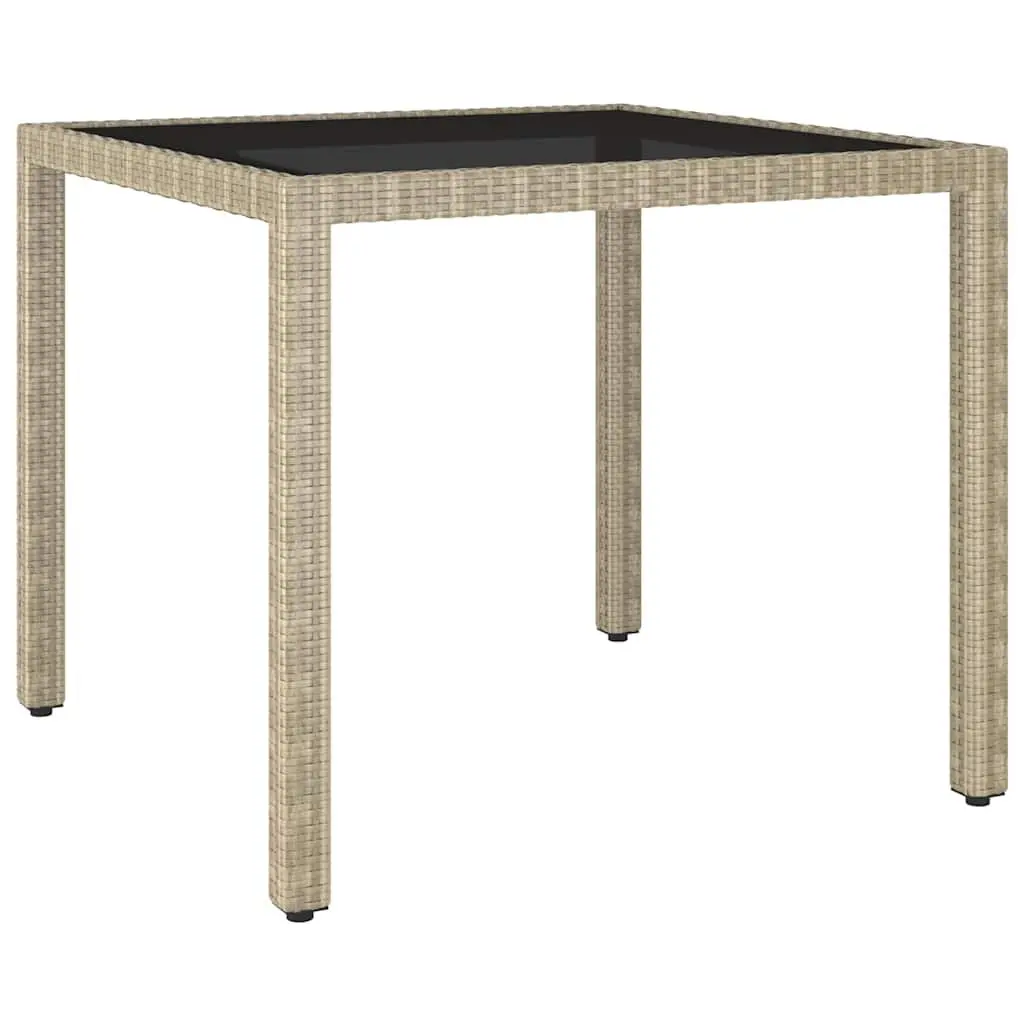Garden Dining Set 5 Piece Outdoor Furniture Poly Rattan Tempered Glass Beige