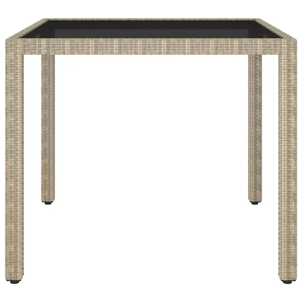 Garden Dining Set 5 Piece Outdoor Furniture Poly Rattan Tempered Glass Beige