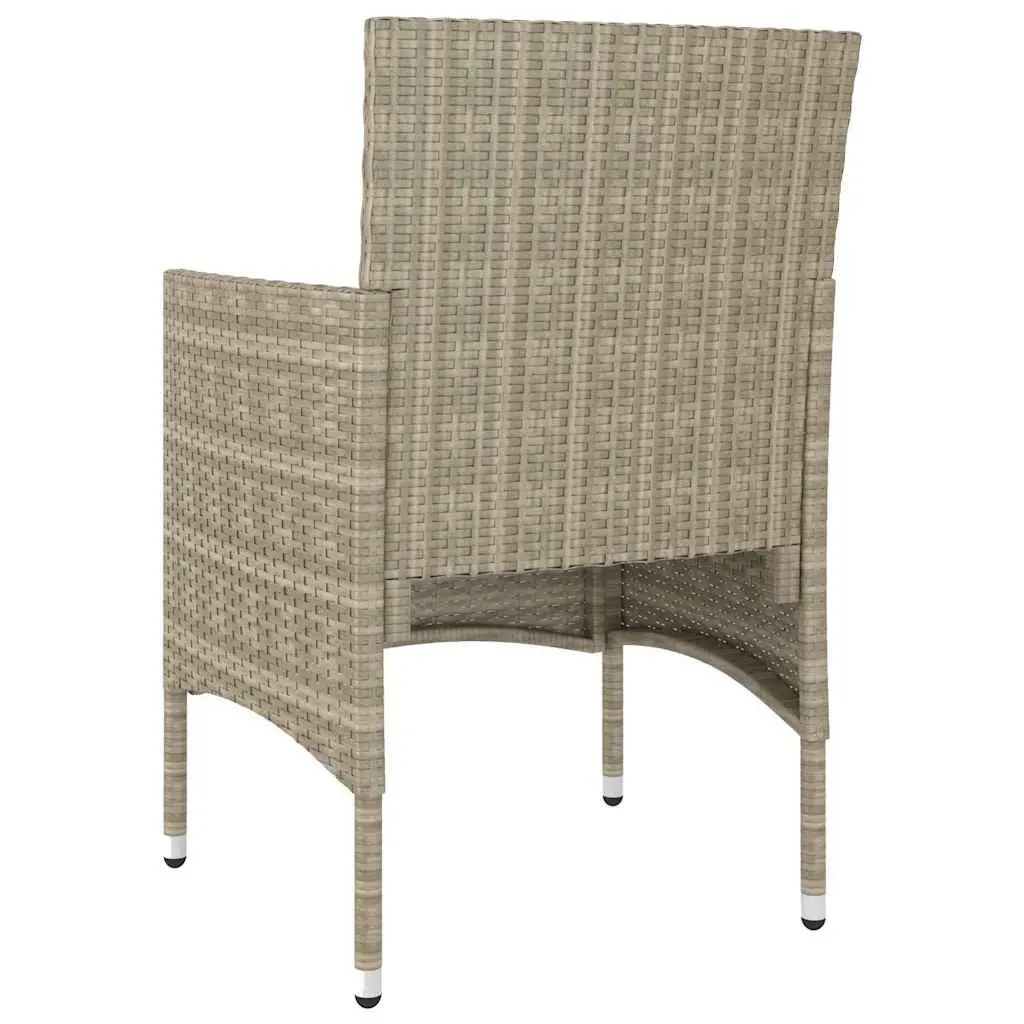 Garden Dining Set 5 Piece Outdoor Furniture Poly Rattan Tempered Glass Beige