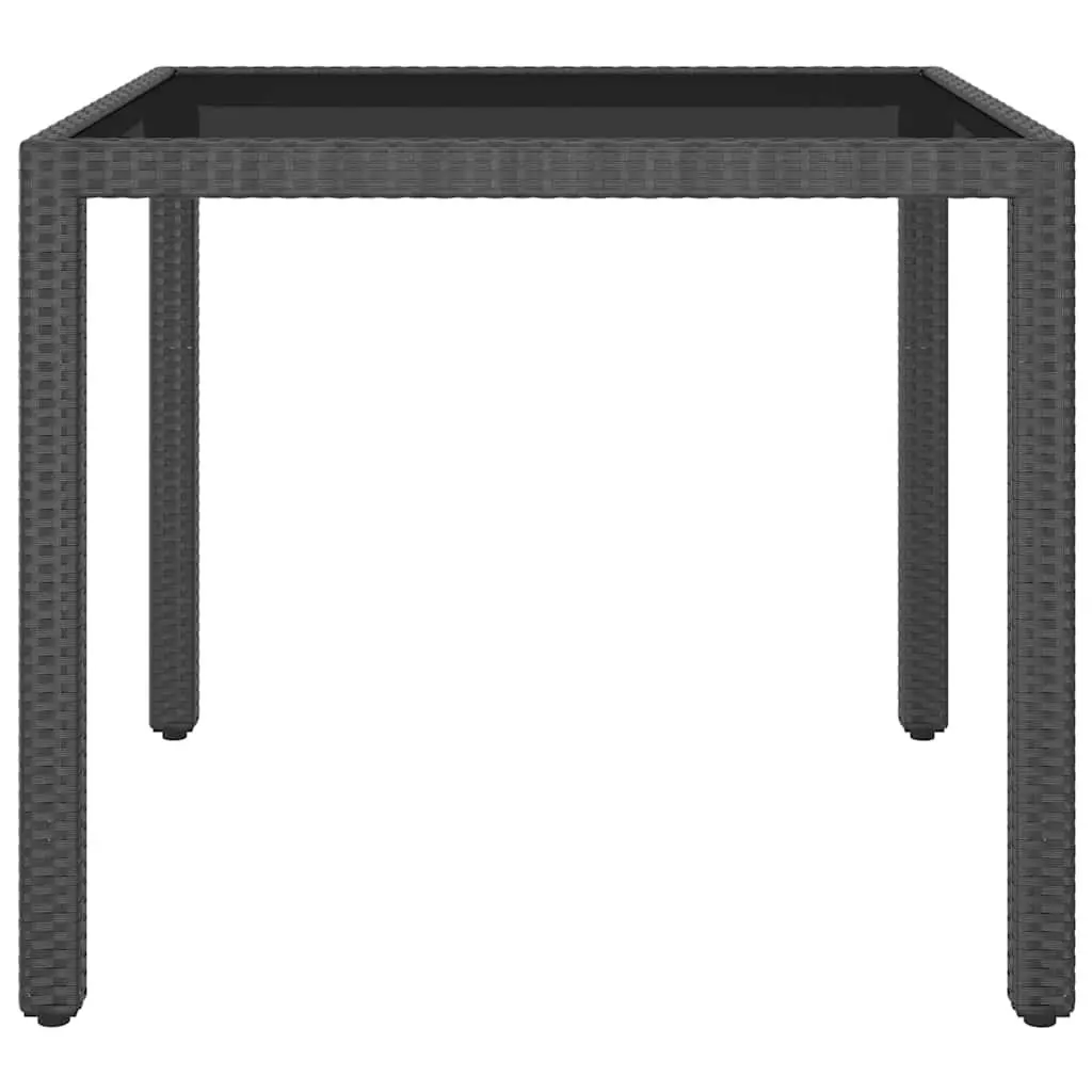 Outdoor Furniture Set 5 Piece Rattan Chairs with Cushions Black Glass Table