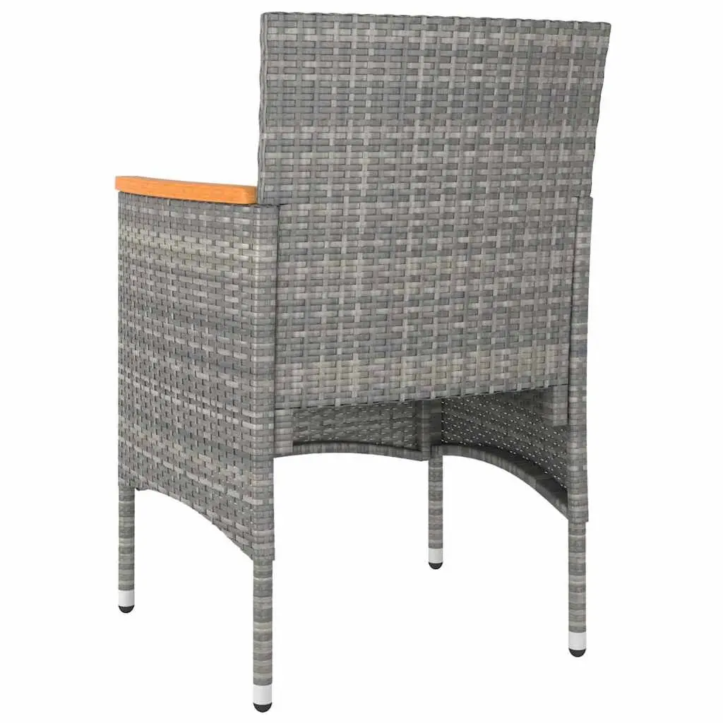 Outdoor Dining Set Grey Acacia Wood Table with PE Rattan and Steel Frame 5 Piece