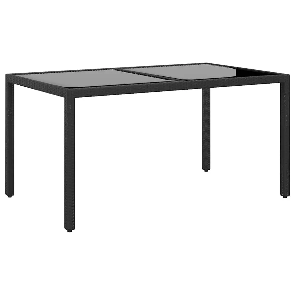 5 Piece Outdoor Dining Set Weather Resistant Poly Rattan Glass Top Black