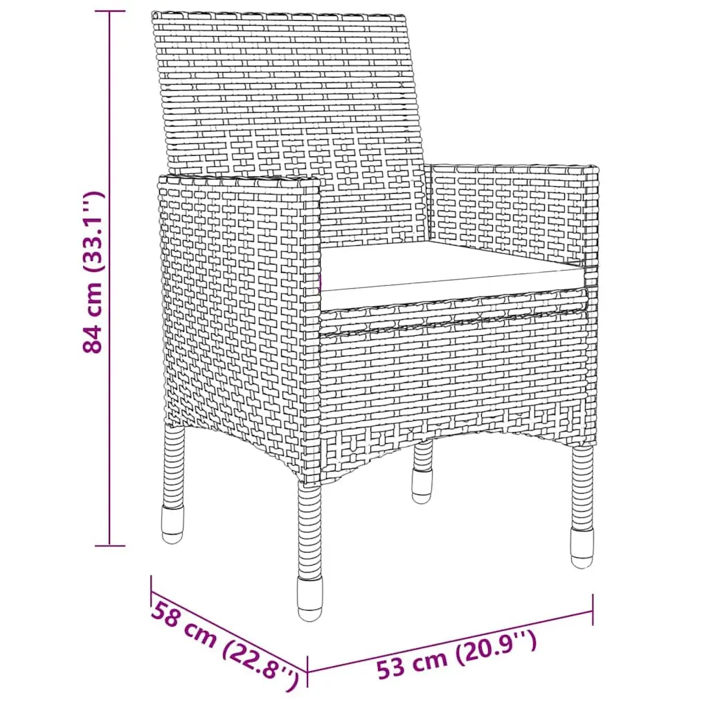 Outdoor Patio Furniture Dining Set 5 Piece Grey Poly Rattan Table and Chairs with Cushions