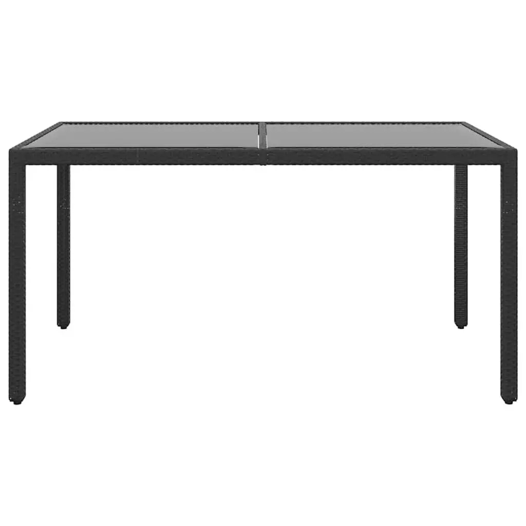 5 Piece Outdoor Garden Dining Set Weather-resistant PE Rattan Tempered Glass Table Chairs Black