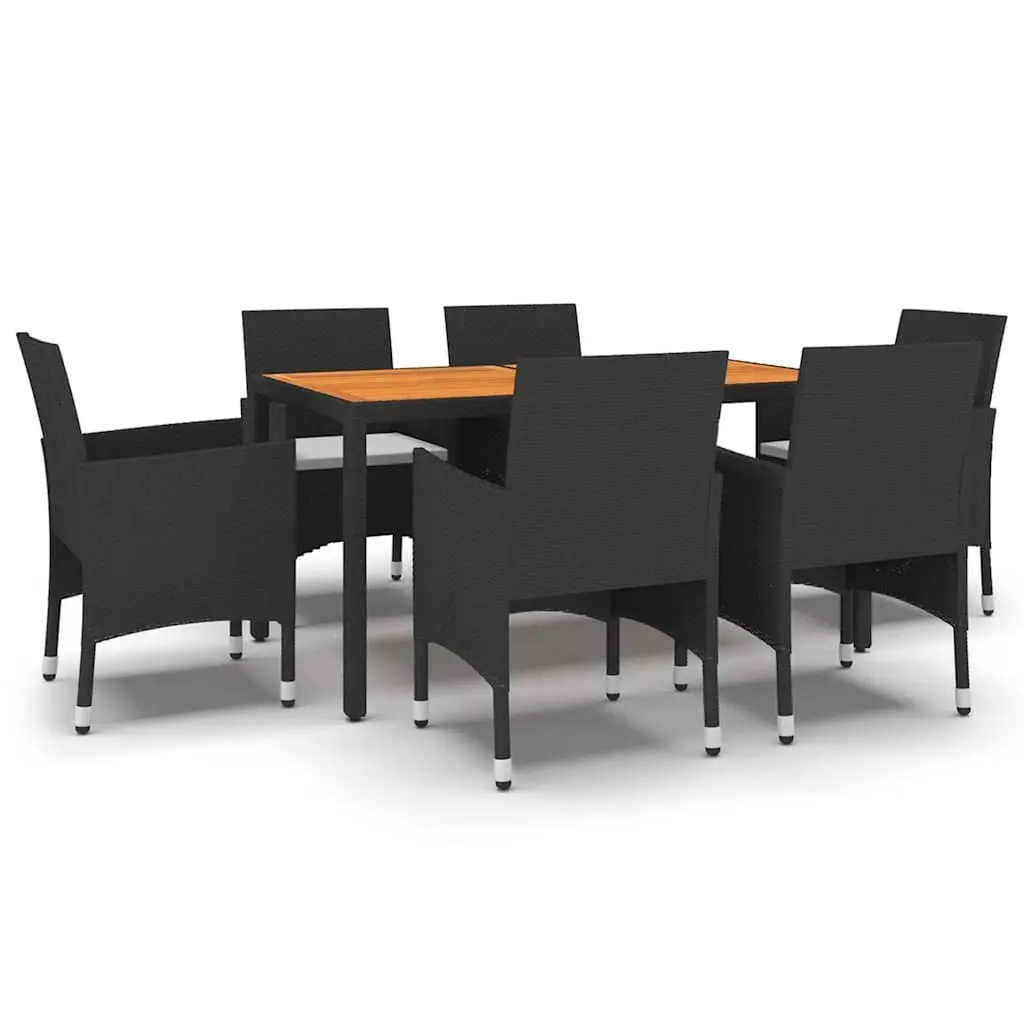 7 Piece Garden Dining Set Outdoor Patio Table Chairs PE Rattan Black