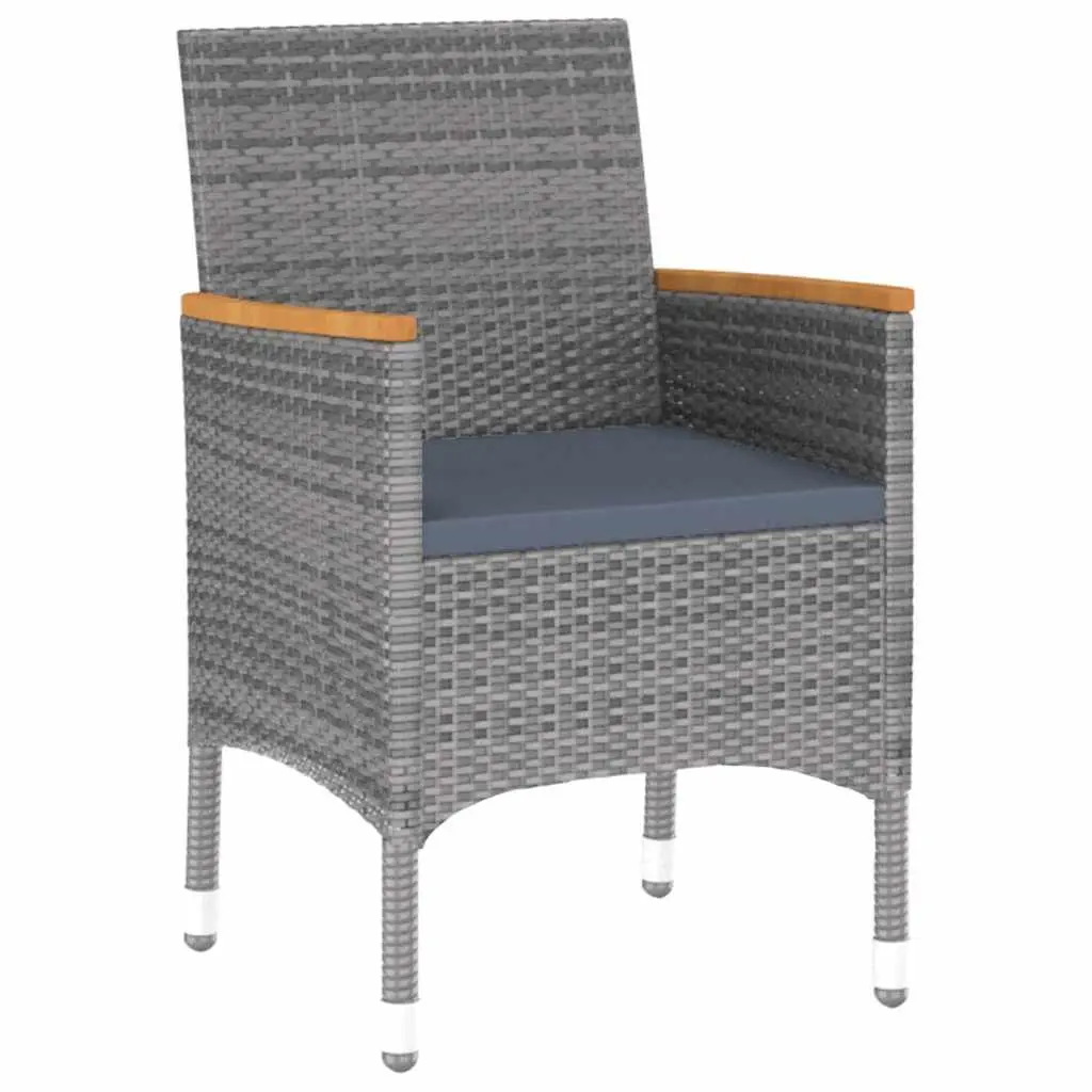 7 Piece Outdoor Patio Dining Set Grey PE Rattan with Tempered Glass Table and Ergonomic Chairs