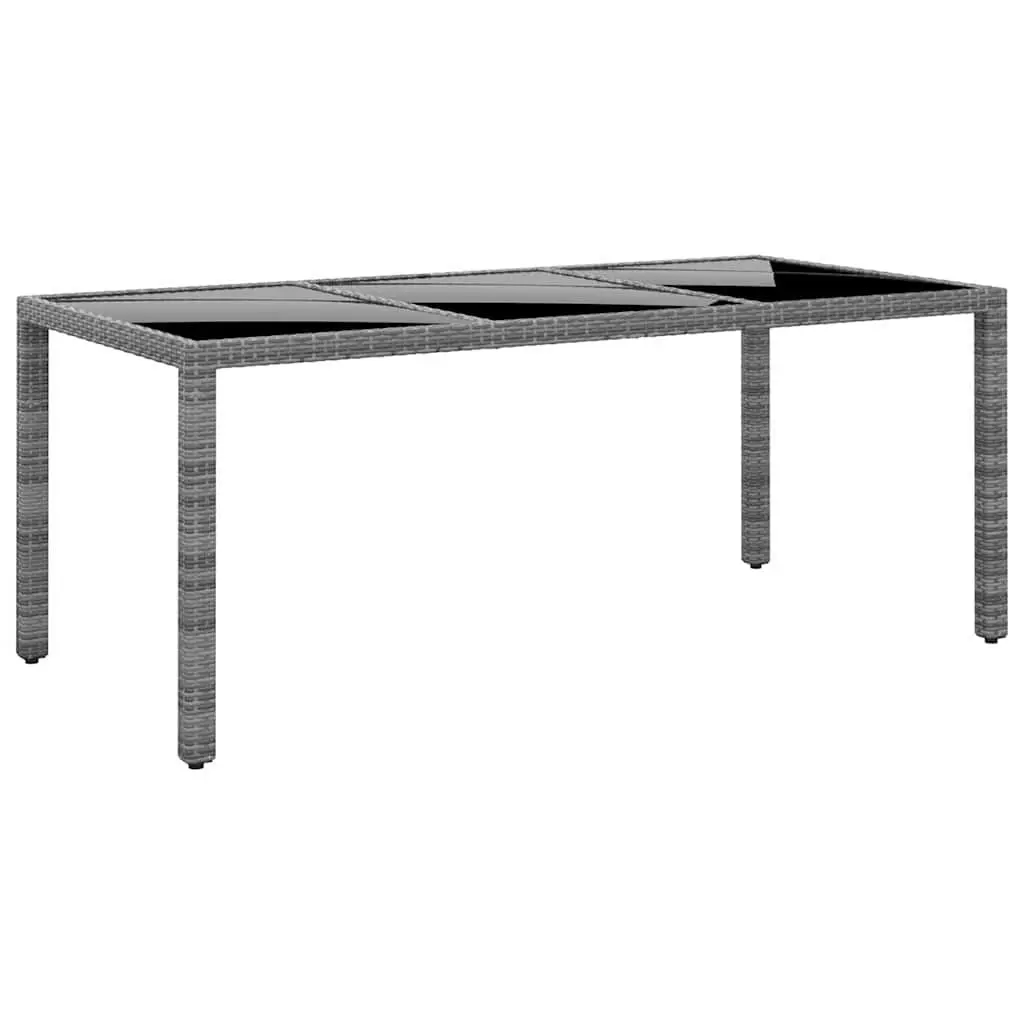 9 Piece Grey Rattan Dining Set Outdoor Furniture Tempered Glass Tabletop