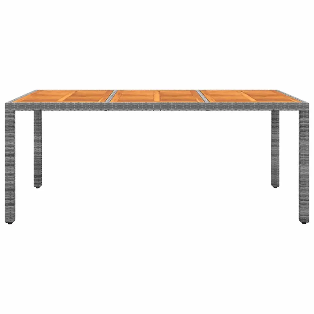 Outdoor Dining Set 9 Piece Grey Rattan Chairs with Cushions Solid Acacia Wood Table Steel Frame