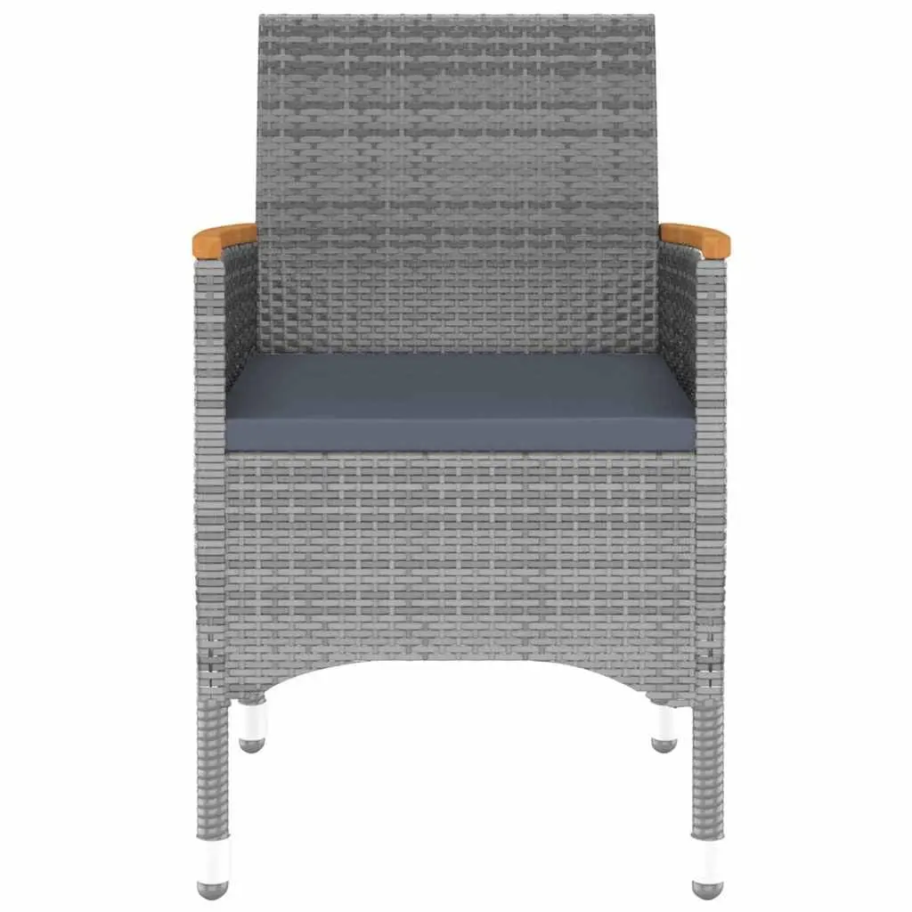 Outdoor Dining Set 9 Piece Grey Rattan Chairs with Cushions Solid Acacia Wood Table Steel Frame