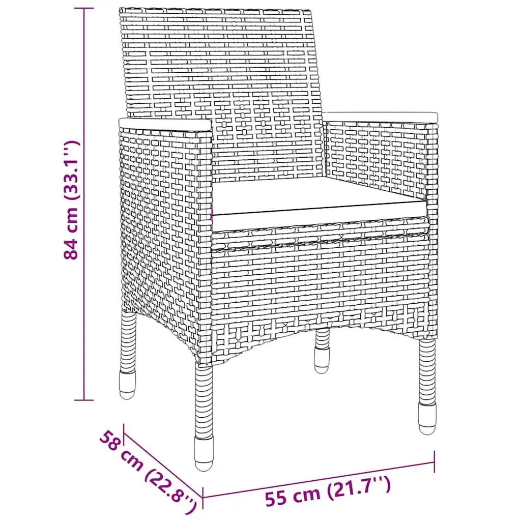 Outdoor Dining Set 9 Piece Grey Rattan Chairs with Cushions Solid Acacia Wood Table Steel Frame