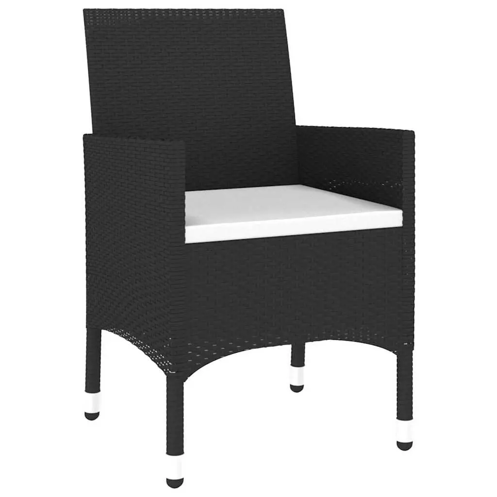3 Piece Garden Dining Set Outdoor Patio Furniture PE Rattan Black Table Chairs