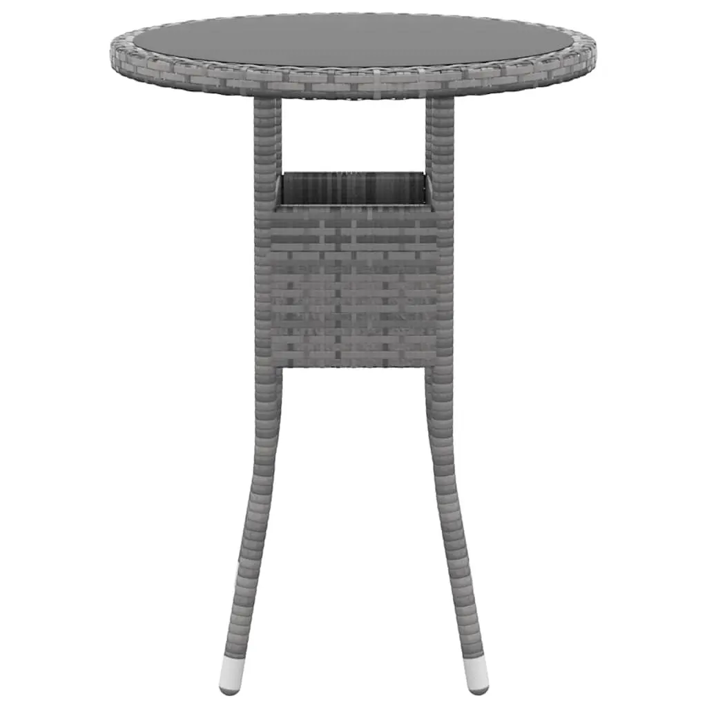 Outdoor Dining Set 3 Piece Grey PE Rattan Table with Cushions for Patio Garden