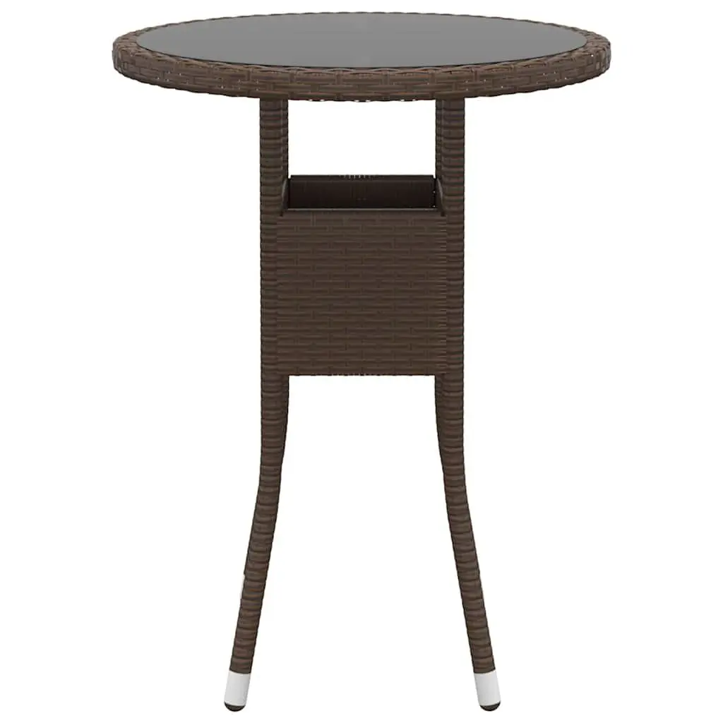 Outdoor Furniture Set 3 Piece Brown PE Rattan Table and Chairs with Cushions