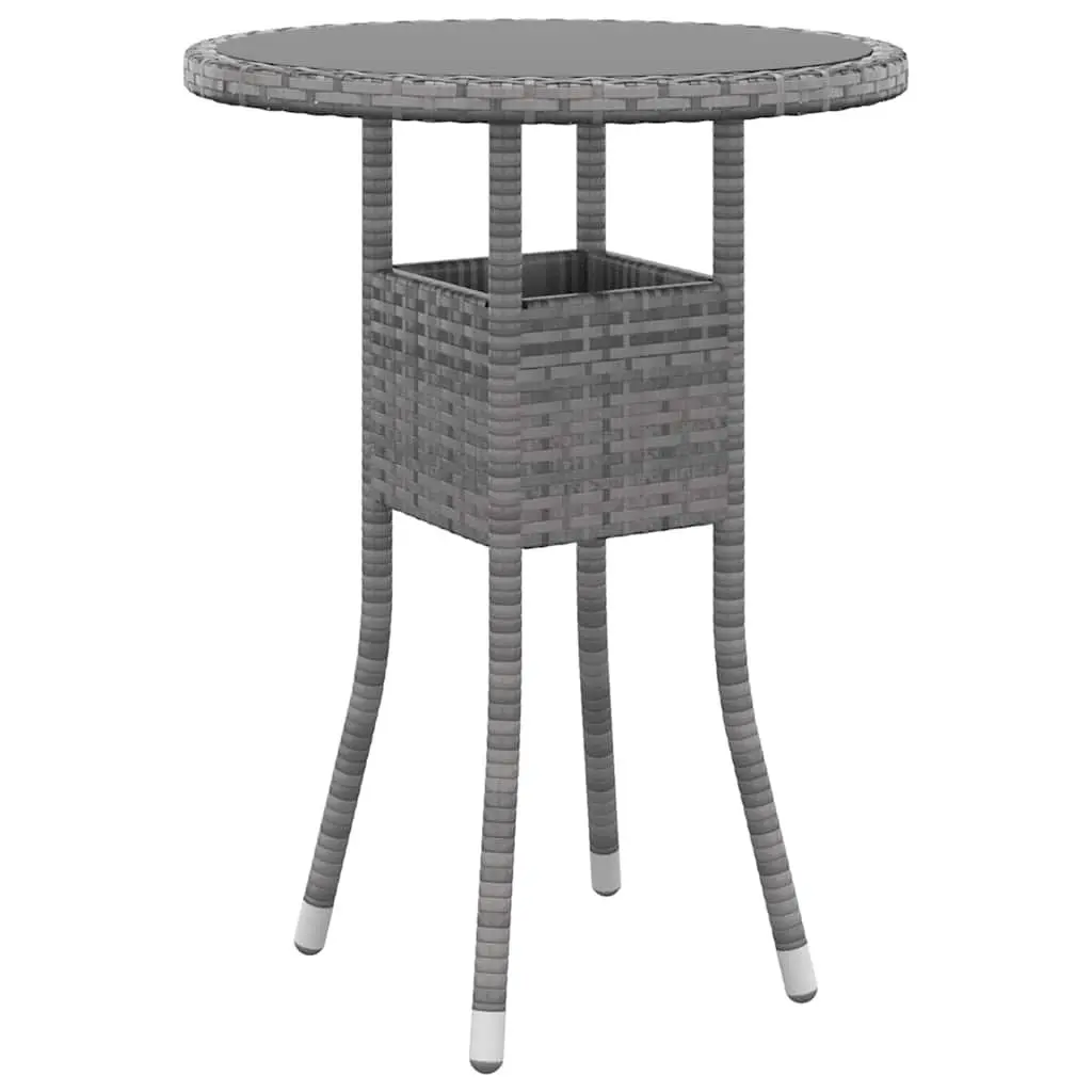 Garden Dining Set Grey Rattan 3 Piece Outdoor Patio Furniture Table Chairs