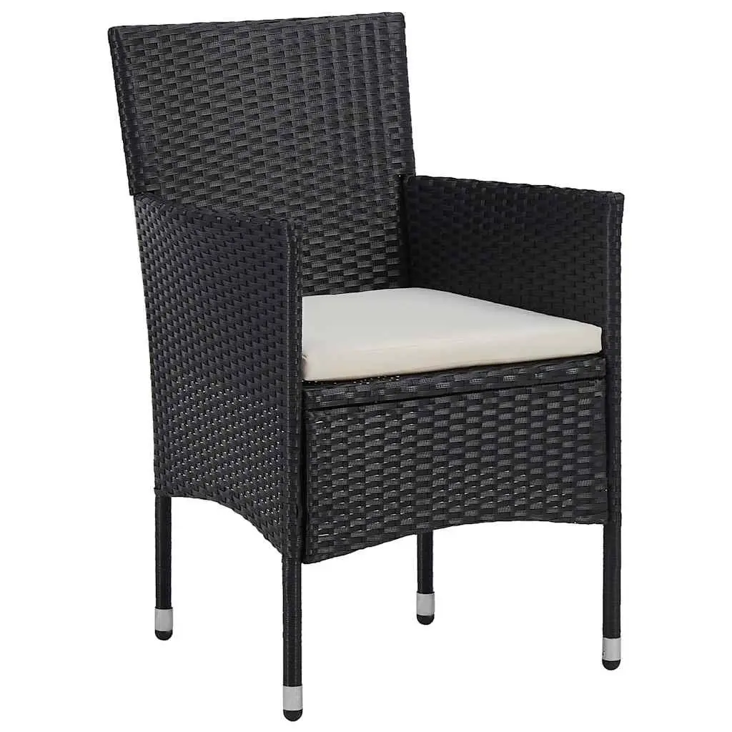Garden Dining Set 3 Piece Outdoor Patio Furniture Poly Rattan Steel Frame Wood