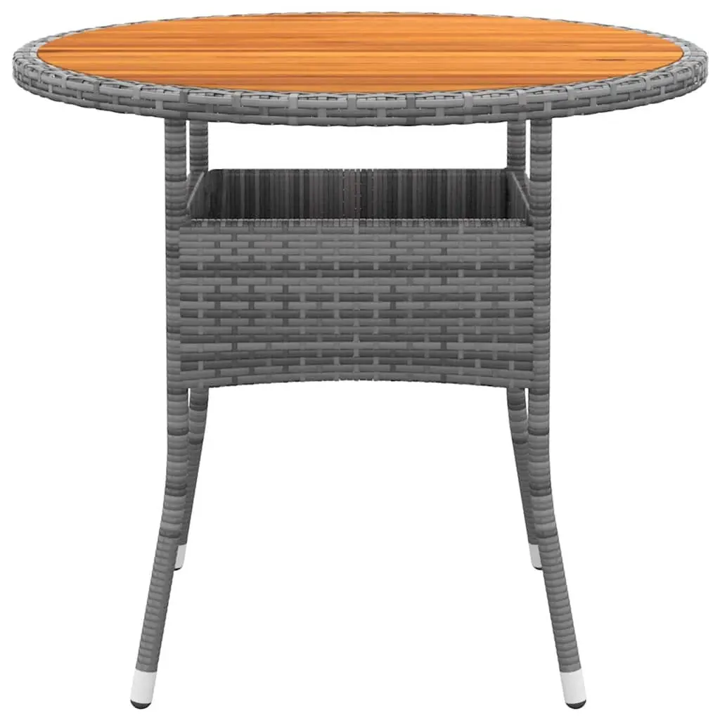 Outdoor Furniture Set 3 Piece Poly Rattan Steel Frame Acacia Wood Grey