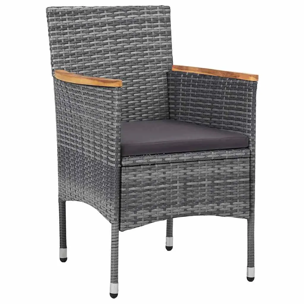Outdoor Dining Set Grey Poly Rattan 3 Piece Garden Furniture