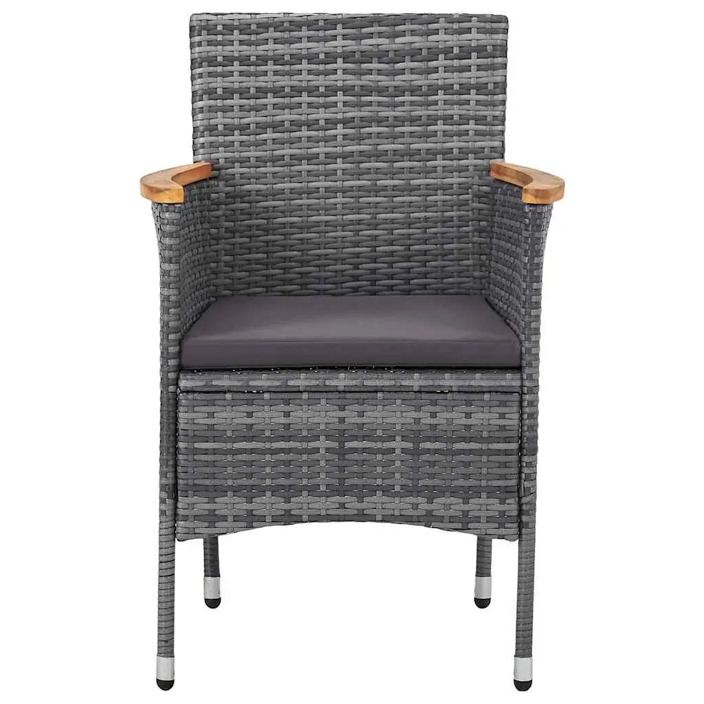 Outdoor Dining Set Grey Poly Rattan 3 Piece Garden Furniture