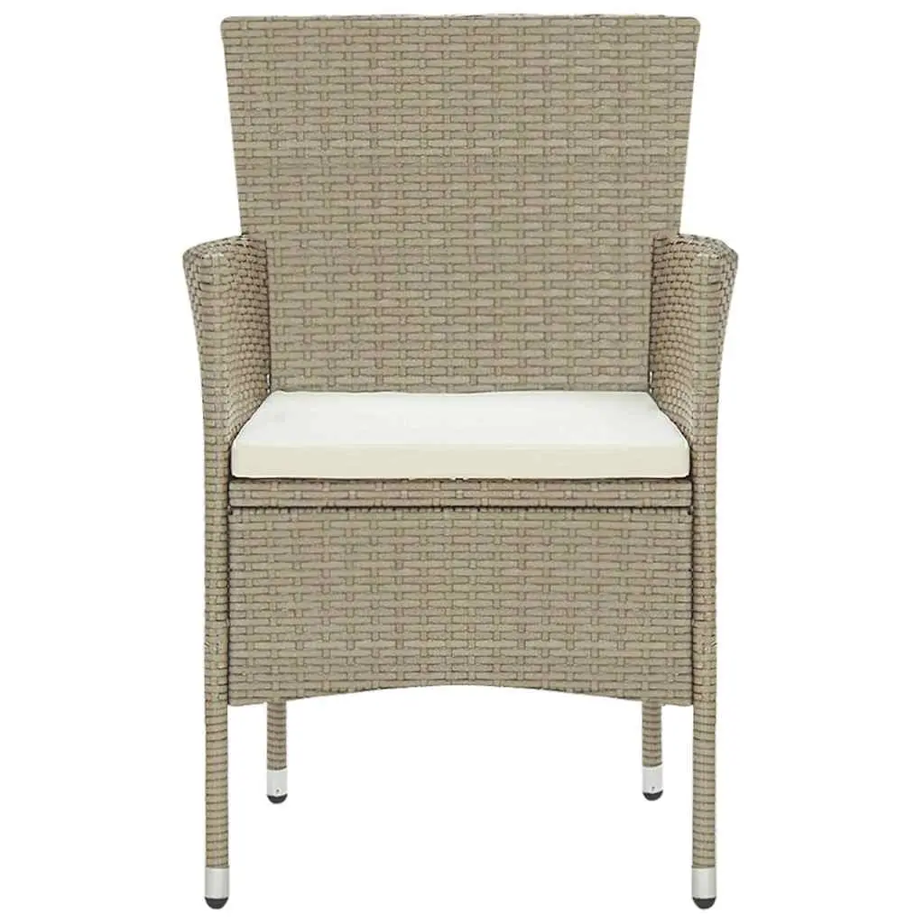 Garden Dining Set 5 Piece Outdoor Patio Furniture Poly Rattan Beige Table Chairs