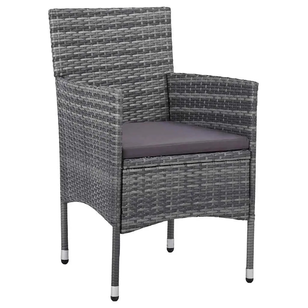 Garden Dining Set 5 Piece Outdoor Patio Furniture Poly Rattan Grey Table Chairs